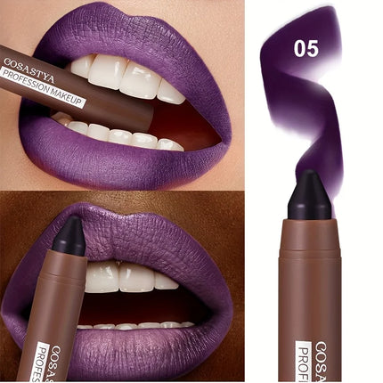 6 colors of matte crayon lipstick, long-lasting and waterproof, full effect, create perfect lip makeup