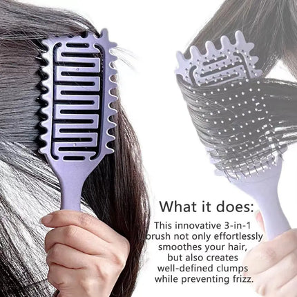 3 in 1 Curl Define Styling Brush Hollow Out Detangling Hair Brush Tangled Hair Comb Shaping Defining Curls Barber Styling Tools
