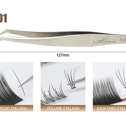 NATUHANA Anti-static Straight Eyelash Extension Tweezers Industrial Precision Curved Straight Lash Eyebrow Tweezers Makeup Tools