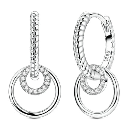 Orstarry 925 Sterling Silver Crystal Circular Eardrops Drop Earrings Women Earrings Charm Fashion Versatile Party Jewelry Gifts