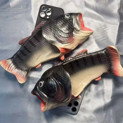 Tik Tok-style funny ugly fish slipper phone case, perfect gag gift for iPhone 7, 8, 11, 12, 13, 14, 15, 16,17 Pro Max.
