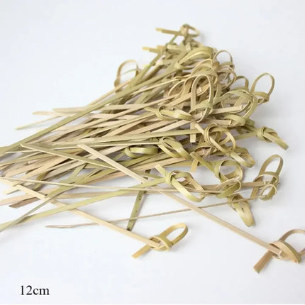 100Pcs Barbeque Bar Tool Kitchen Bar Cocktail Picks Disposable Bamboo Knot Skewers Fruit Forks Stick Household Party Decoration