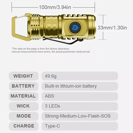 Mini 3 LED Flashlight With Pen Clip Portable Brightness,Rechargeable Waterproof Emergency Spotlight Outdoor Night Walking Torch