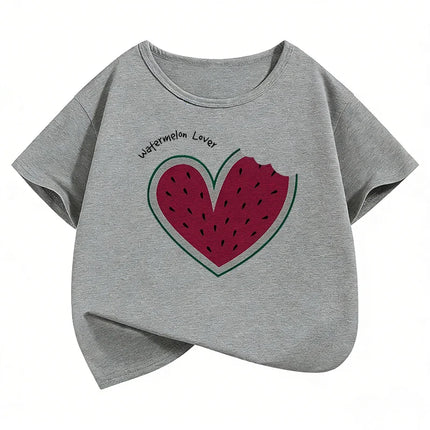 Sweet Watermelon Lover Printed T Shirts Short Sleeve Kids Children's T-shirt Boys Girls Summer Spring Casual Top Tee Shirt