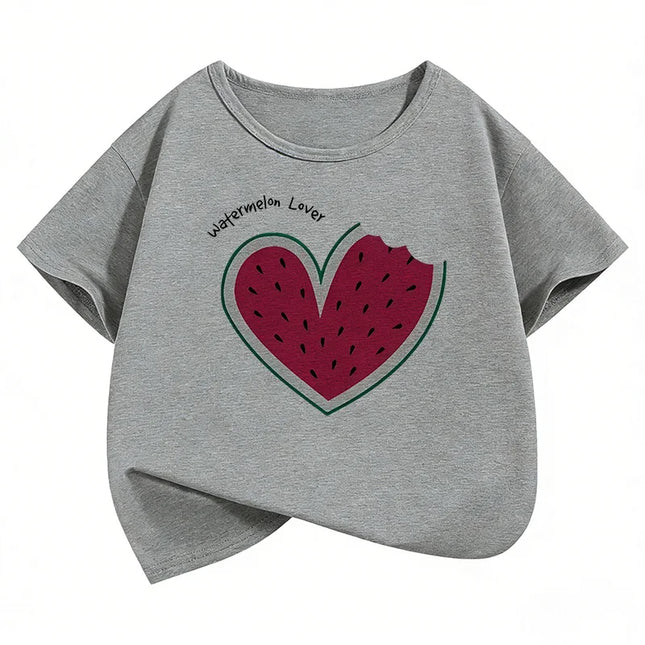 Sweet Watermelon Lover Printed T Shirts Short Sleeve Kids Children's T-shirt Boys Girls Summer Spring Casual Top Tee Shirt