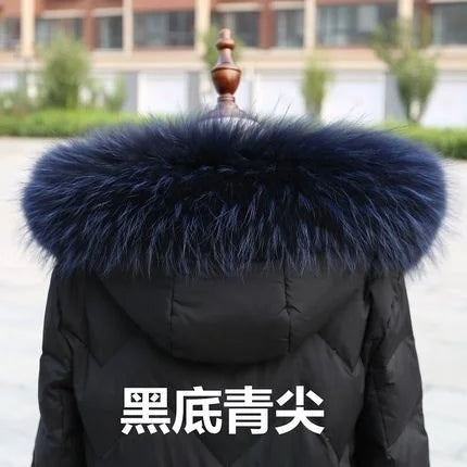 Natural Real Raccoon Fur Collar winter women Down Coat Hood Decor Fur Trim Warmer Fur Scarf Ladies Genuine Luxury Shawls