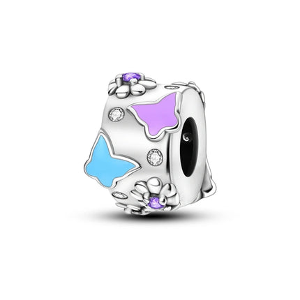925 Sterling Silver Purple Series Butterfly Aries Gemini Safety Chains Fit Original Bracelet DIY Jewelry Making Gift For Women
