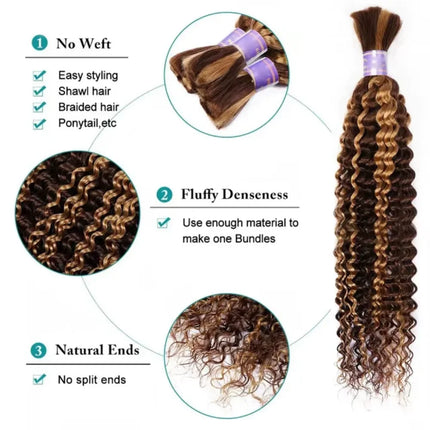 Ombre Deep Wave Boho Braids Human Hair Curly Highlight 427 Brazilian  Human Hair Remy Braiding Real Raw Weave Extensions
