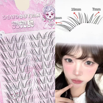 C-Curl 7-12mm Natural False Eyelashes Air Transparent Band Individual Lashes Cluster Korean Wispy Soft V Shaped Lash Extension
