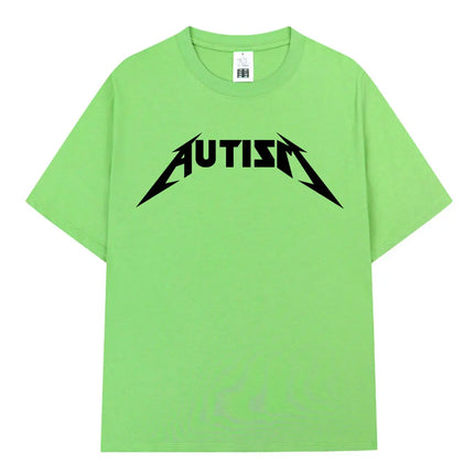 Autism Metal Rock Meme T-shirt Men Women Fashion Hip Hop Short Sleeve Oversized T-shirts 100% Cotton Comfort T Shirts Streetwear