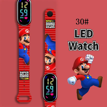 Mario Bros Children's Watches Action Figures Luigi Princess Peach Yoshi Bowser kids Sport Wristband Waterproof Digit