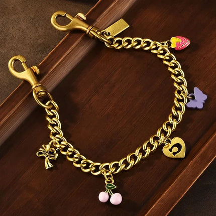 New Shining Cherry Keychain Bag Charm Colorful Fashion Car Key Chain Metal Flowers Key Ring Exquisite Gifts Souvenirs