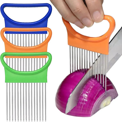 1/2/3/4pcs Effortlessly Slice Onions with this 1pc Colorful Onion Slicer Kitchen stainless steel potato chip onion holder