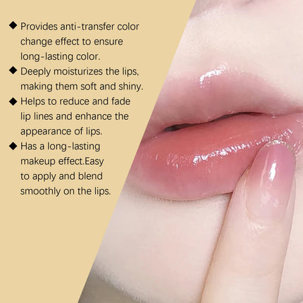 Color Changing Lip Balm Shimmer & Gold Foil Nourishing Lipstick Moisturizing pH Reactive Tinted Lip Gloss for Soft Pink Lips