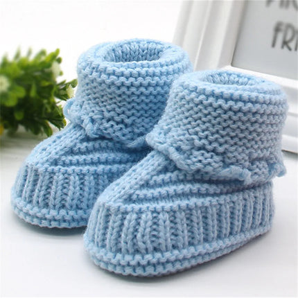 Handmade Newborn Baby Boys Girls Crib Shoes Infant Boys Girls First Walkers Crochet Knit Winter Warm Booties Toddler Warm Shoes