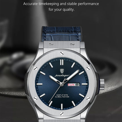 POEDAGAR Luxury Business Watch For Men Waterproof Luminous Date Week Man Wristwatch Silicone Strap Fashion Quartz Men's Watches