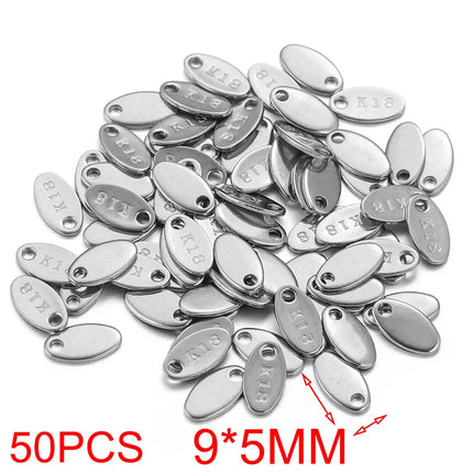 50pcs Stainless Steel Small Heart Charms for Jewelry Making Necklace Bracelet Extend Chain Tail Tag Supplies Material Wholesale