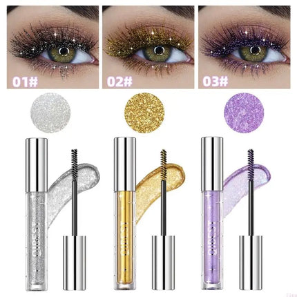 Glitter Eyelash Mascara Quick Dry Long Lasting Waterproof Thick Party Makeup