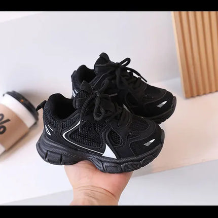 Kids Casual Sports Shoes with Thick Soles Boys Girls Fashion Versatile Sneakers 2024 New Children Mesh Breathable Running Shoes