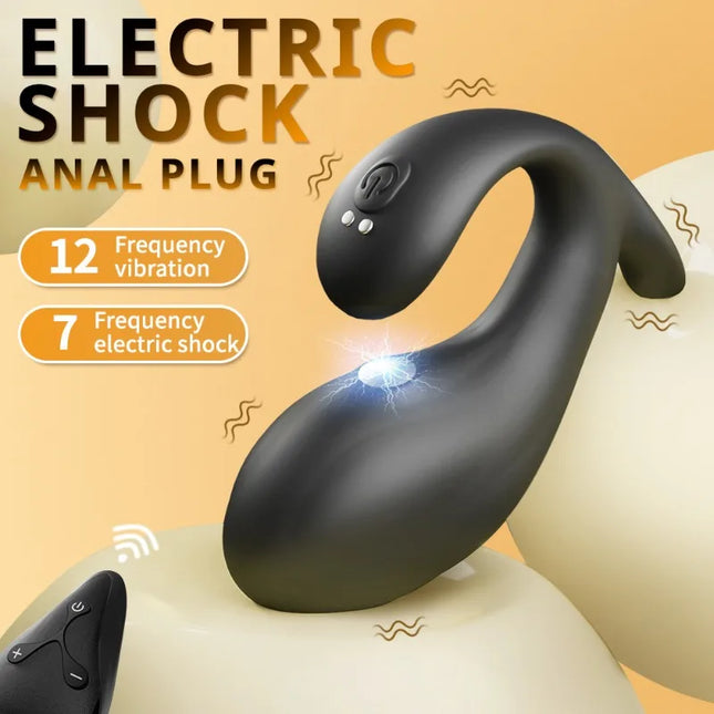 Powerful Wearable Anal Butt Plug Vibrator 12 Vibration 7 Electric Shock Butt Plug With Wireless Remote Sex Toys for Men Women