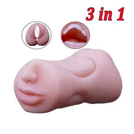 2 IN 1 Sex Toys Masturbation For Men Deep Throat Artificial Real Pussy Oral Male Masturbator Realistic Vagina Adult Pocket Pussy