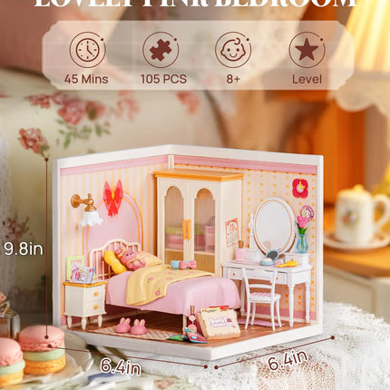 Robotime Rolife 3D Puzzle Model Super Store Series Lovely Pink Bedroom Plastic DIY Miniature House Kit Building Blocks Kits