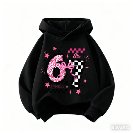 Autumn SIX SEVEN 67 Digit Print Children's Hoodies Boy Girl Casual Fashion Sport Pullover Kid Comfortable Fleece Sweatshirt