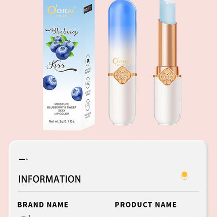 OCHEAL Color Changing Lipstick Fruit Lip Balm Moisturizing Waterproof Long Lasting Moisturizing Lip Balm Temperature Changing