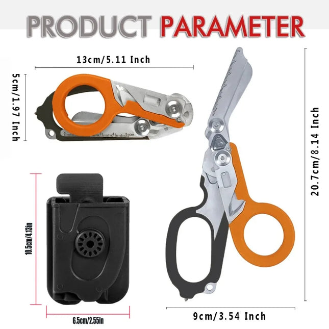 Hot Selling Raptors First Aid Expert Folding Scissors Tactical Multifunction Scissor Outdoor Survival Tool Combination Gadget