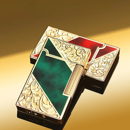 Steel Tone Grinding Wheel Open Flame Gas Lighter Side Slide Oblique Fire Metal Torch Lighter Cigarette Gift Men Gadget Birthday