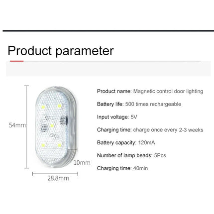 1 2 4pcs Led Car Door Light Car Interior USB Rechargeable Wireless Magnetic Switch Night Lamp Car Door Signal Welcome Lighting