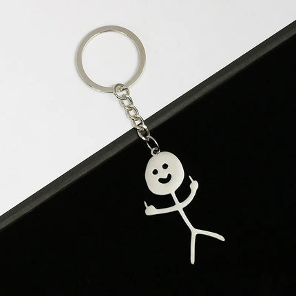 Funny Matchstick Men Keychain Middle Finger Heart to Heart Car Bag Pendant Key Ring Jewelry Couple Friend Gifts Wholesale бре