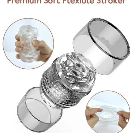 Double headed transparent Masturbation Sex Machines Realistic Vagina Real Pussy Blowjob Erotic Masturbators Cup Sex Toys for Men