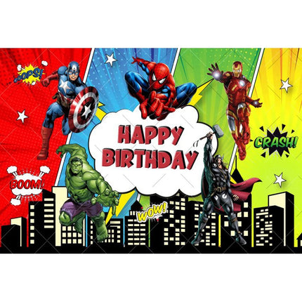 Marvel Superhero Backdrops Cartoon Avengers Theme Kids Boys Birthday Party Decor Photography Background Photo Photographic Props