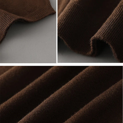 Men's T-shirt summer worsted wool sweater short-sleeved casual solid color men's clothes POLO collar knitted Tops loose Blouse