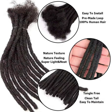 Dreadlock Extensions Real Human Hair For Man/Women Permanent Loc Extensions 60 Strands 6-14 Inch Brazilian Dreadlock