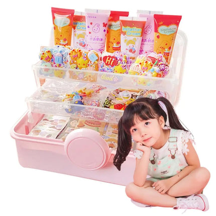 Guka Sticker Kit Creamy Glue DIY Journaling Material Storage Box for Girls Children Kids Handmade Toy Stationery Gift Case