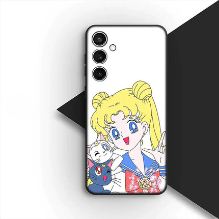 Casing Phone Cover for Samsung Galaxy S22 S21 S20 FE Ultra Plus A07 A17 A15 A16 A25 A57 A37 Case  S-SailorS Anime Girl Moons