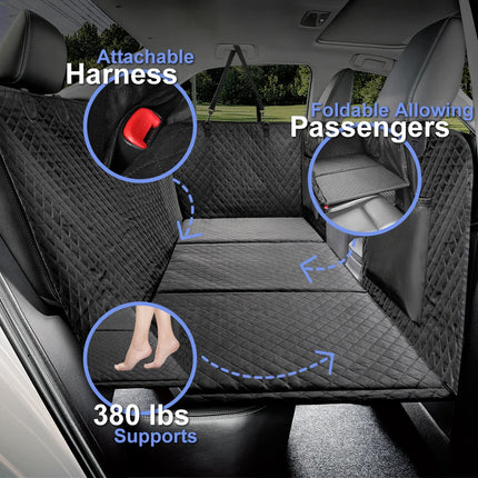 Dog Car Back Seat Extender Pet Backseat Covers with Hard Bottom Waterproof Safety Protector Hammock Carrier Mat Dogs Supplies