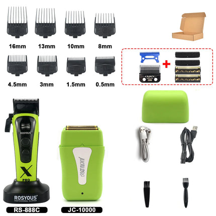 ROSYOUS RS-888C KM-1595 JC-10000 External Rotor Brushless Motor Men Electric Hair Clipper Kit 8000RPM Professional Hair Trimmer
