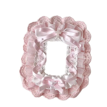 Colorful Lace Photocard Holder Keychain Cute Ribbon Card Case Badge Protector For Bags Keys Anime Events Aesthetic Girls Gift