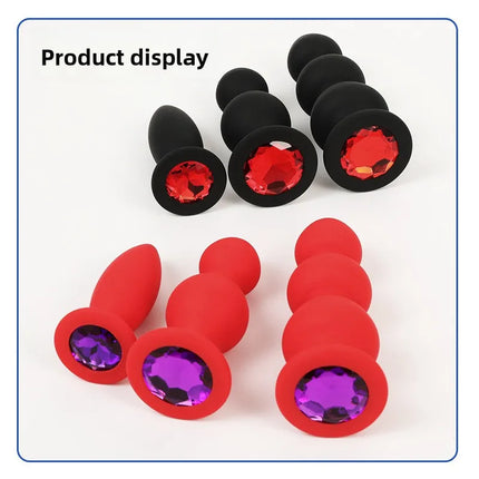 Anal Plug Silicone Butt Plug 3 Sizes Butt Plug Crystal Base Anal Vaginal Expander Sex Toy Adults Games Couple Erotic Products