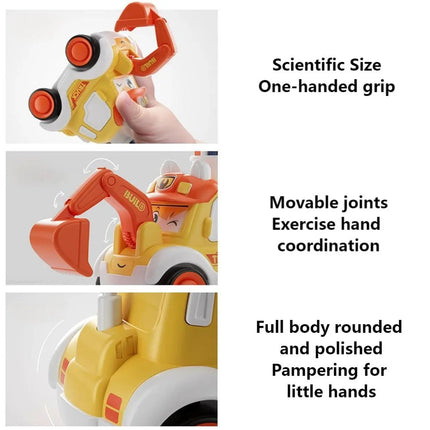 Toddler Press and Go Vehicle Cartoon Baby Mini Ambulance Police Car Fire Truck Excavator Model Gift for Kids Toys