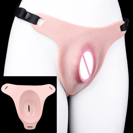 FAAK Silicone Crossdresser Thong Panty Camel Toe Hiding Gaff Shaping Brief Insertable Sexy Fake Pussy Vagina Underwear