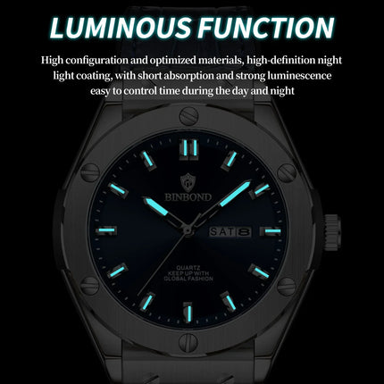 BINBOND Top Brand Business Classic Men's Watches Waterproof Date Week Luxurious Luminous Multifunction Fashion Male Quartz Watch