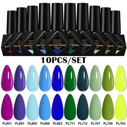 10pcs 10ml Gel Nail Polish Set HEMA TPO Free Red Coffee Brown Semi Permanent Soak Off UV Gel Varnish For Winter Nail Supplies
