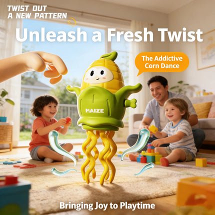 Magic Dancing Corn Toy, Wind-Up Twisting Corn Toy for Stress Relief, Early Education Educational Toy for Infants and Toddlers Learning to Crawl