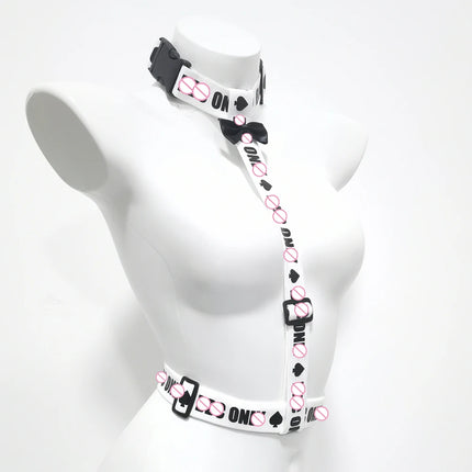 Spade Pattern Flirtatious Collar Waist-Integrated Collar Body Harness SM Gear Adult Sex Toys for Couples Extreme Sex Games 18+