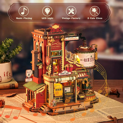 Robotime Wooden Music Box Christmas Dream Gift Factory 3D Wooden Puzzles Wooden Model Kits Build Best Gifts for Adults