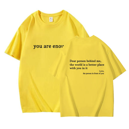 Hot New Youth Men's and Women's Round Neck Letter Printed Short Sleeved Casual Versatile Couple Outfit Pure Cotton T-shirt Top